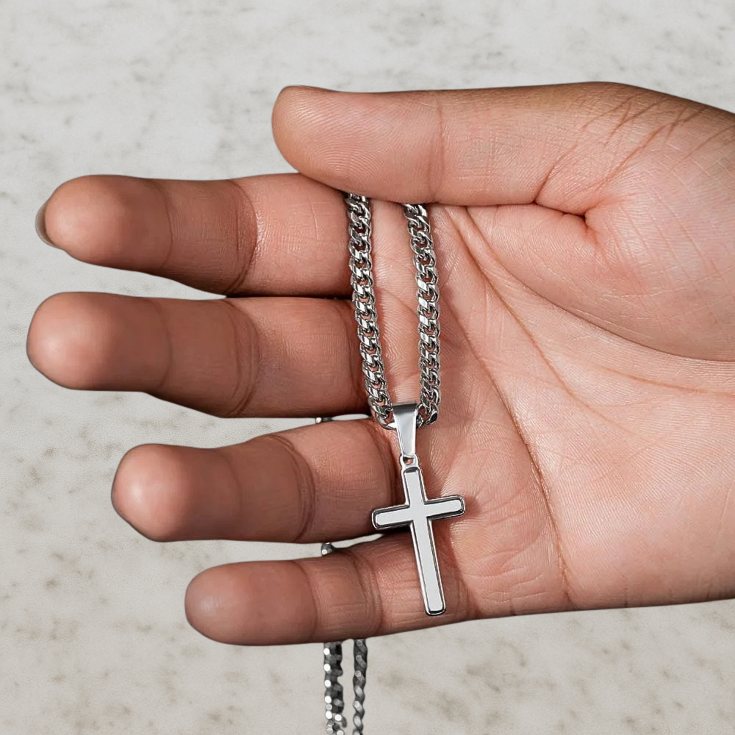 To My Son - Love Dad - Artisan Cross on Cuban Link Chain - Gift Set