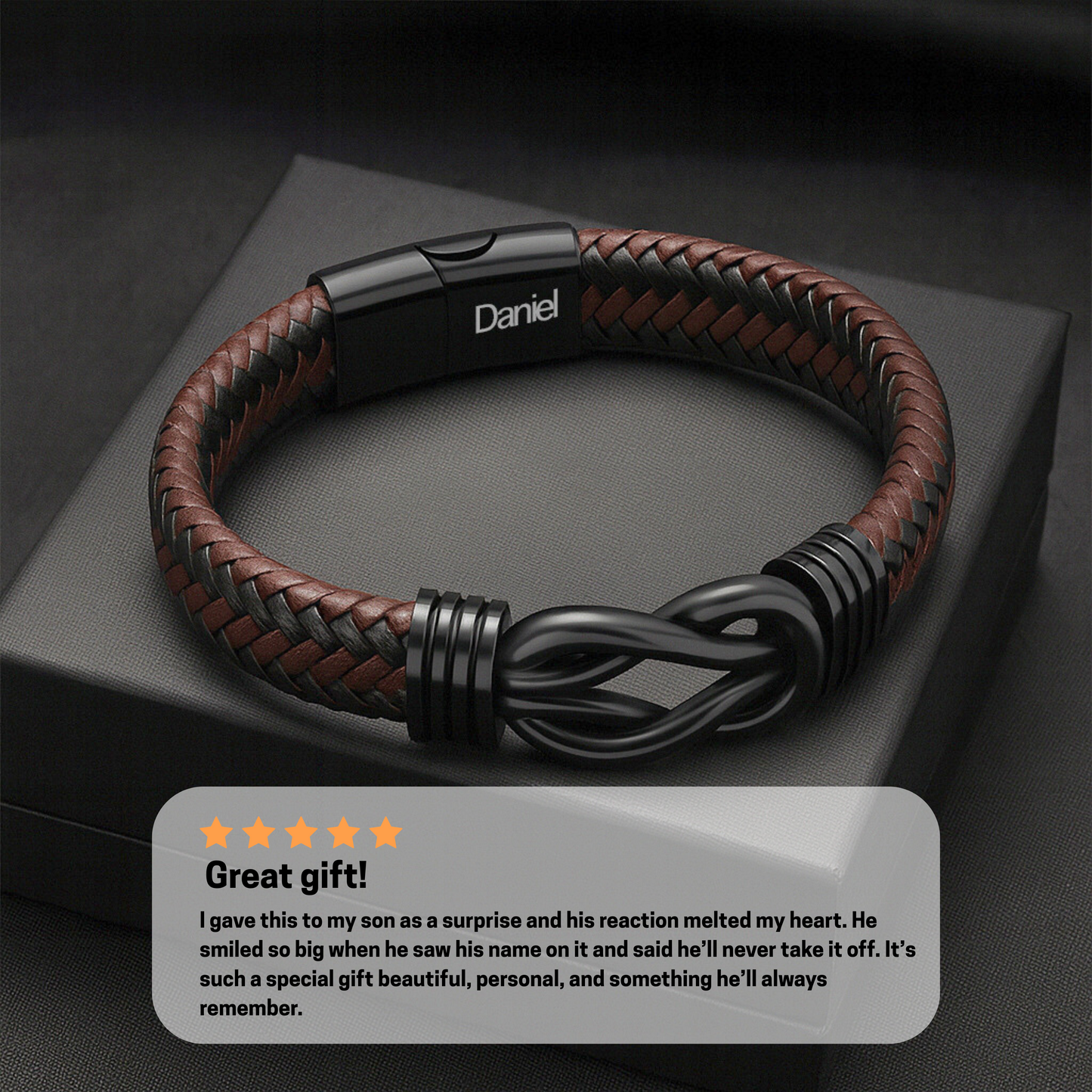 “Forever Bound” Son’s Bracelet w/ Engraved Name