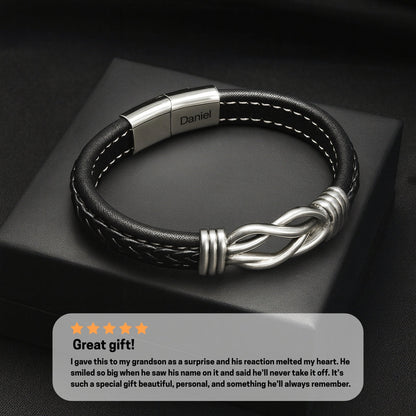 "To My Grandson" Infinity Bracelet Gift Set w/ Engraved Name