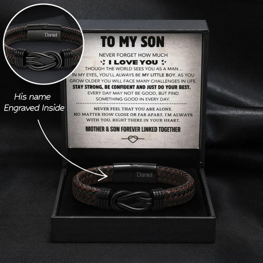 “Forever Bound” Son’s Bracelet w/ Engraved Name